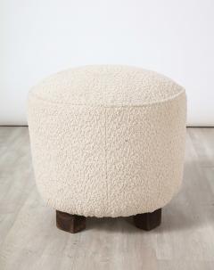 Pair of Italian Organic Modern Boucle Stools with Wood Feet - 2635688