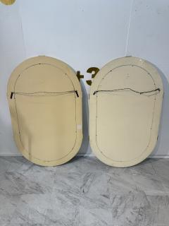 Pair of Italian Oval Mirror in Tessellated Stone with Brass Accents 1980s - 4366222