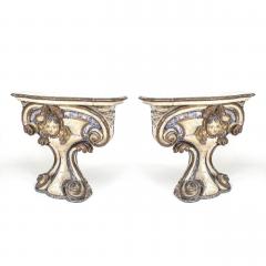 Pair of Italian Painted Limewood Consoles - 4627847