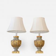 Pair of Italian Painted and Parcel Giltwood Lamps - 454833