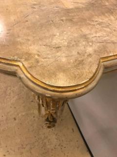 Pair of Italian Parcel Paint and Gilt Decorated Faux Marble Top Console Tables - 1293354