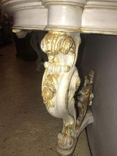 Pair of Italian Parcel Paint and Gilt Decorated Faux Marble Top Console Tables - 1293355