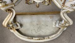 Pair of Italian Parcel Paint and Gilt Decorated Faux Marble Top Console Tables - 2998313