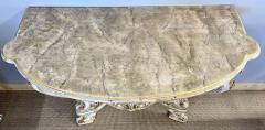 Pair of Italian Parcel Paint and Gilt Decorated Faux Marble Top Console Tables - 2998314