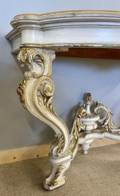 Pair of Italian Parcel Paint and Gilt Decorated Faux Marble Top Console Tables - 2998316