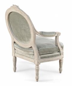 Pair of Italian Piedmontese Rounded Back Carved and Upholstered Armchairs - 2798350