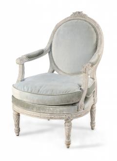 Pair of Italian Piedmontese Rounded Back Carved and Upholstered Armchairs - 2798352