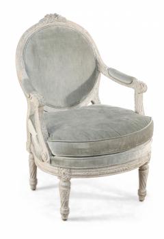 Pair of Italian Piedmontese Rounded Back Carved and Upholstered Armchairs - 2798353