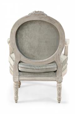 Pair of Italian Piedmontese Rounded Back Carved and Upholstered Armchairs - 2798354