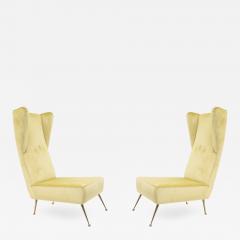 Pair of Italian Post War 1950s High Wing Back Side Chairs - 726226