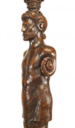 Pair of Italian Renaissance Oak Pedestal Figures - 4201333