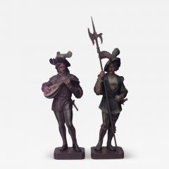 Pair of Italian Renaissance Painted Cavalier Figures - 4279068