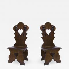 Pair of Italian Renaissance Pine Sgabello Side Chairs - 1420483