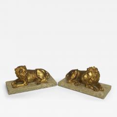 Pair of Italian Renaissance Small Gilt Bronze Lions - 4279060