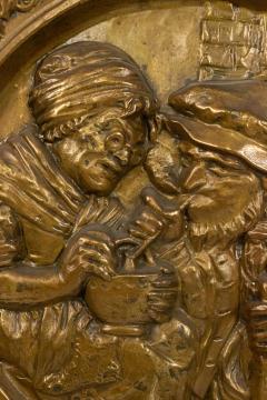 Pair of Italian Renaissance Style Brass Embossed Wall Plaques - 4665747