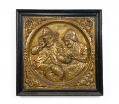 Pair of Italian Renaissance Style Brass Embossed Wall Plaques - 4665751