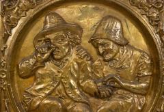Pair of Italian Renaissance Style Brass Embossed Wall Plaques - 4665753