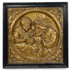Pair of Italian Renaissance Style Brass Embossed Wall Plaques - 4665754