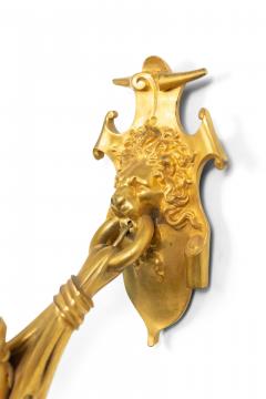 Pair of Italian Renaissance Style Bronze Dore Torch Wall Sconces - 1398558