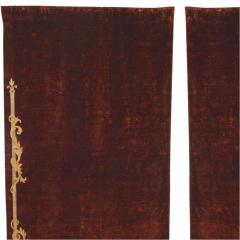 Pair of Italian Renaissance Style Brown Velvet Metallic Embroidered Drapes - 4658396