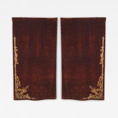 Pair of Italian Renaissance Style Brown Velvet Metallic Embroidered Drapes - 4689940