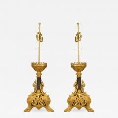 Pair of Italian Renaissance Style Gilt Bronze Filigree Table Lamps - 1394912