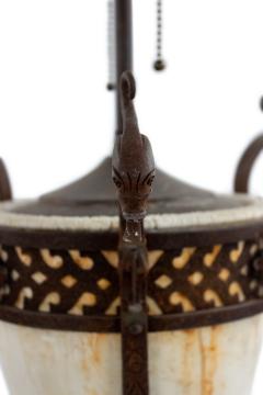 Pair of Italian Renaissance Style Iron and Alabaster Table Lamps - 1381643