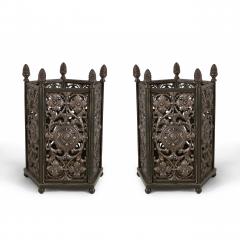 Pair of Italian Renaissance Style Metal Filigree Pentagonal Umbrella Stands - 4650992