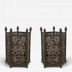 Pair of Italian Renaissance Style Metal Filigree Pentagonal Umbrella Stands - 4651000