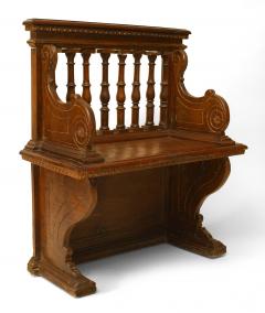 Pair of Italian Renaissance Walnut Column Back Benches - 1403579