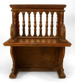Pair of Italian Renaissance Walnut Column Back Benches - 1403580