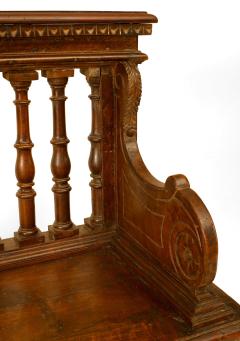 Pair of Italian Renaissance Walnut Column Back Benches - 1403582