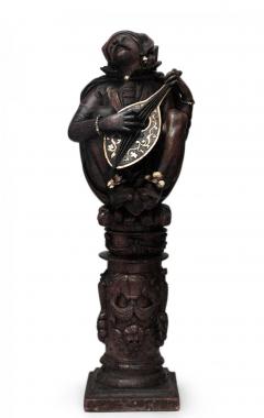 Pair of Italian Renaissance Walnut Musician Figures - 4198123