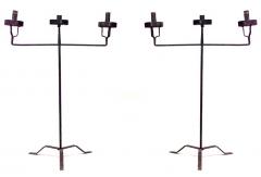 Pair of Italian Renaissance Wrought Iron Floor Torchieres - 4635416