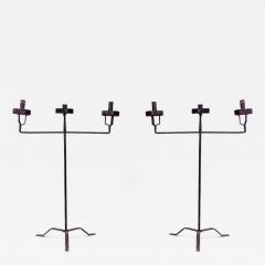 Pair of Italian Renaissance Wrought Iron Floor Torchieres - 4689803