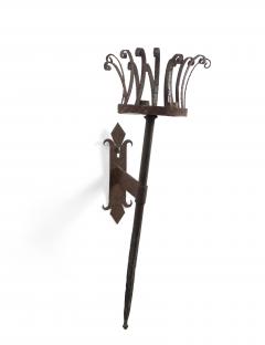 Pair of Italian Renaissance Wrought Iron Torch Wall Sconces - 1398713
