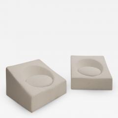 Pair of Italian Retrofuturist Armchairs in White Wool and Cube Shape - 3230342