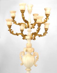Pair of Italian Rococo Alabaster Floor Torchieres - 1380195