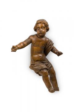 Pair of Italian Rococo Fruitwood Putti Figures - 4201470
