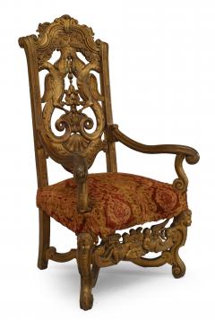 Pair of Italian Rococo Gilt Eagle Arm Chairs - 1401983