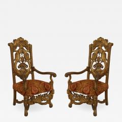 Pair of Italian Rococo Gilt Eagle Arm Chairs - 1407629