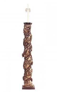 Pair of Italian Rococo Gilt Polychromed Solomonic Column Floor Lamps - 4170823
