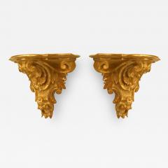 Pair of Italian Rococo Gilt Wall Shelves - 1389947