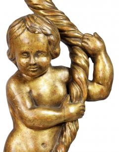 Pair of Italian Rococo Giltwood Figural Lamps - 3785927