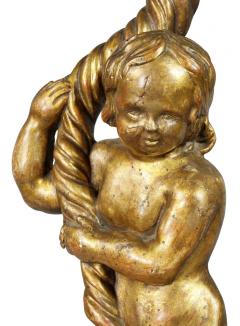 Pair of Italian Rococo Giltwood Figural Lamps - 3785928