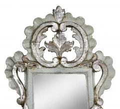Pair of Italian Rococo Gray Painted and Silver Gilt Girandole Mirrors - 4129527