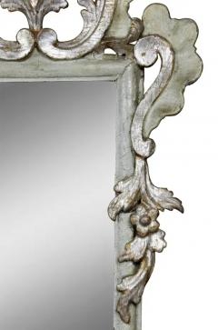 Pair of Italian Rococo Gray Painted and Silver Gilt Girandole Mirrors - 4129533