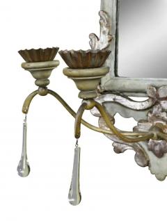 Pair of Italian Rococo Gray Painted and Silver Gilt Girandole Mirrors - 4129563