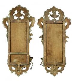 Pair of Italian Rococo Gray Painted and Silver Gilt Girandole Mirrors - 4129568