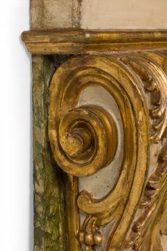 Pair of Italian Rococo Parcel Gilt Painted Foliate Wood Wall Pilaster Pedestals - 4171016